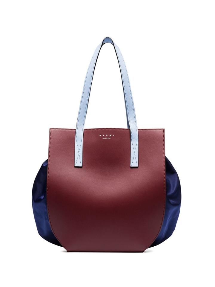 Marni Contrast Drawstring Tote - Red