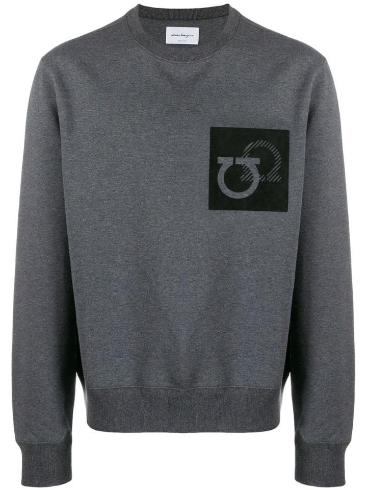 Salvatore Ferragamo Gancini Patch Sweatshirt - Grey