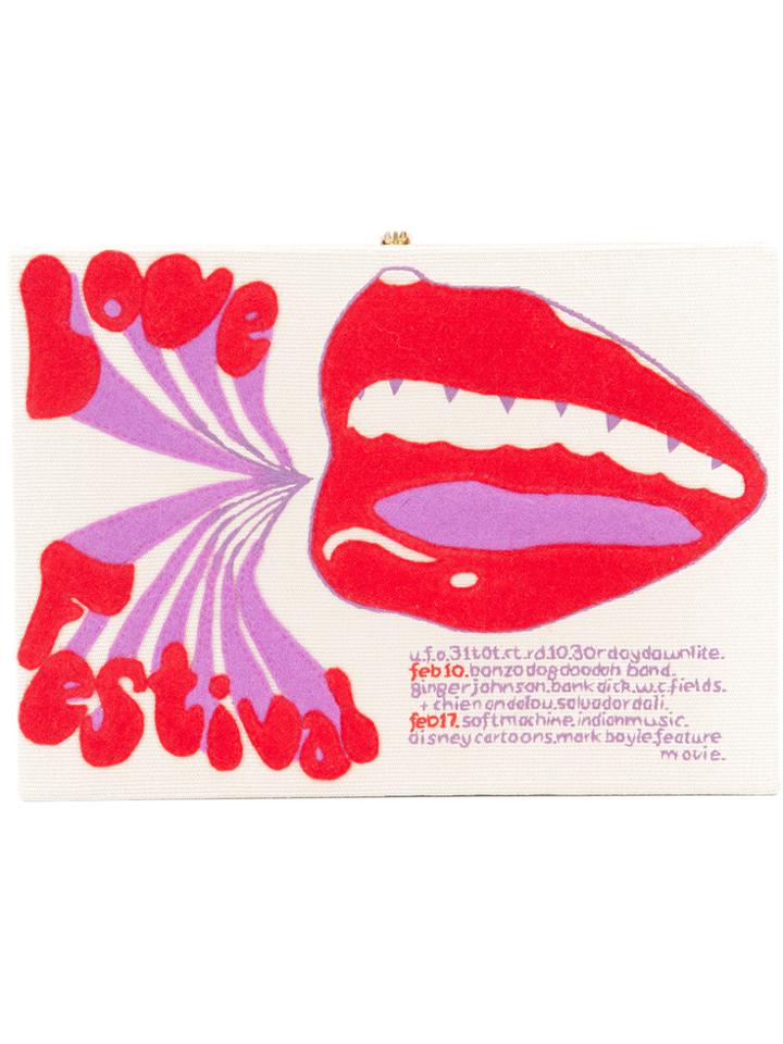 Olympia Le-tan Printed Box Clutch - Red