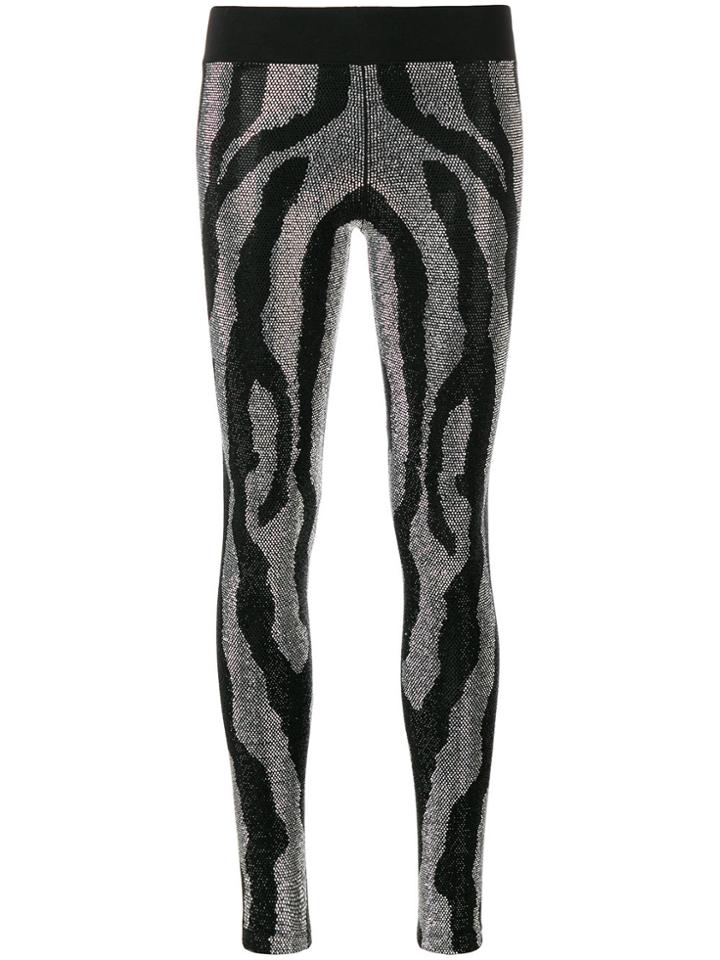 Philipp Plein Rhinestone Zebra Stripe Leggings - Black
