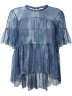 Philosophy Di Lorenzo Serafini Sheer Lace Blouse, Women's, Size: 36, Blue, Polyamide