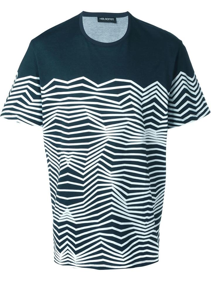 Neil Barrett Graphic Print T-shirt, Men's, Size: M, Blue, Cotton