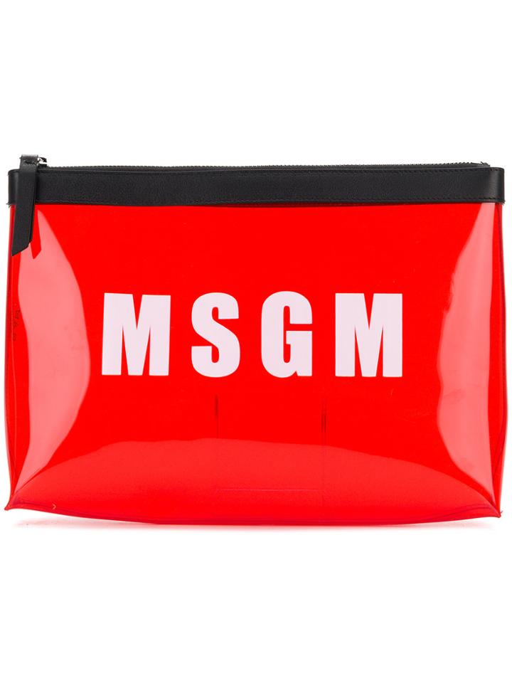 Msgm Transparent Logo Pouch - Red