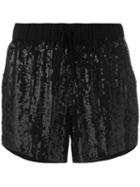 Drawstring Sequin Shorts - Women - Viscose/pvc - M, Black, Viscose/pvc, P.a.r.o.s.h.
