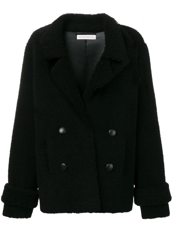 Inès & Maréchal Double-breasted Shearling Coat - Black