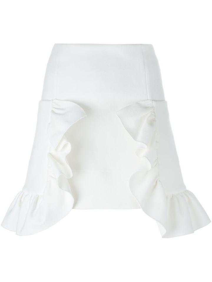Marni Ruffle Mini Skirt, Women's, Size: 42, White, Cotton/nylon/spandex/elastane