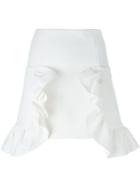 Marni Ruffle Mini Skirt, Women's, Size: 42, White, Cotton/nylon/spandex/elastane