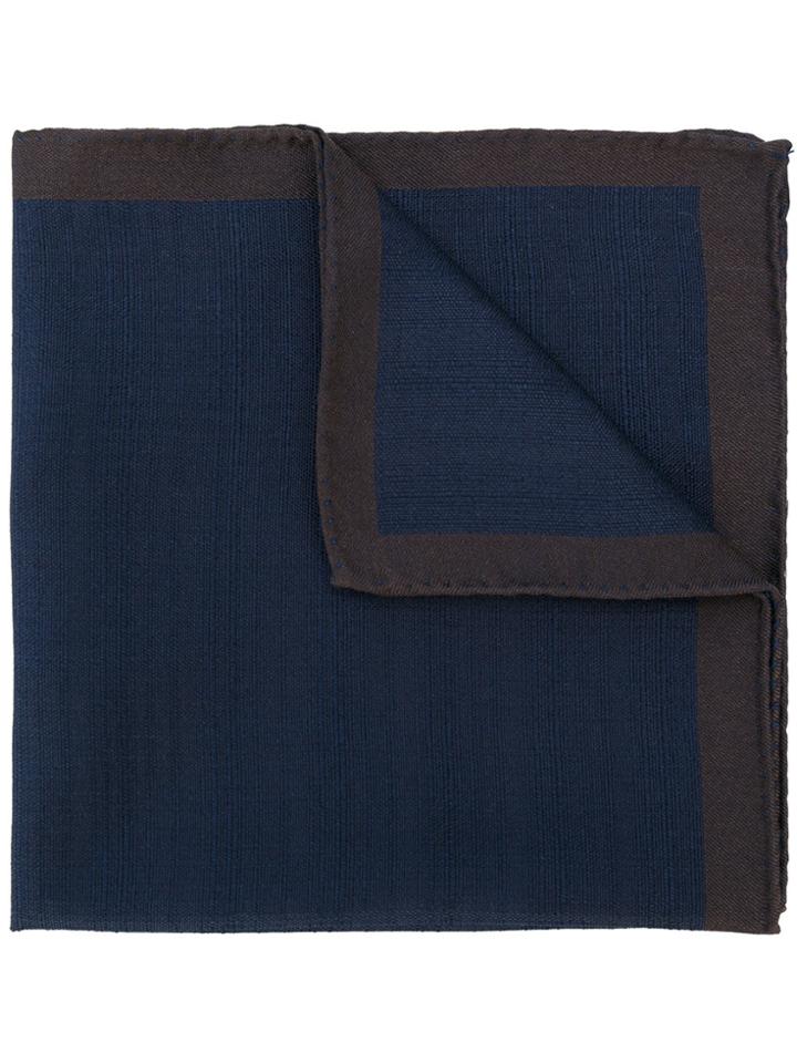 Fashion Clinic Timeless Contrast Trim Pocket Square - Blue