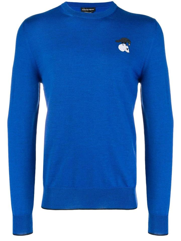 Alexander Mcqueen Skull And Crow Jumper - Blue