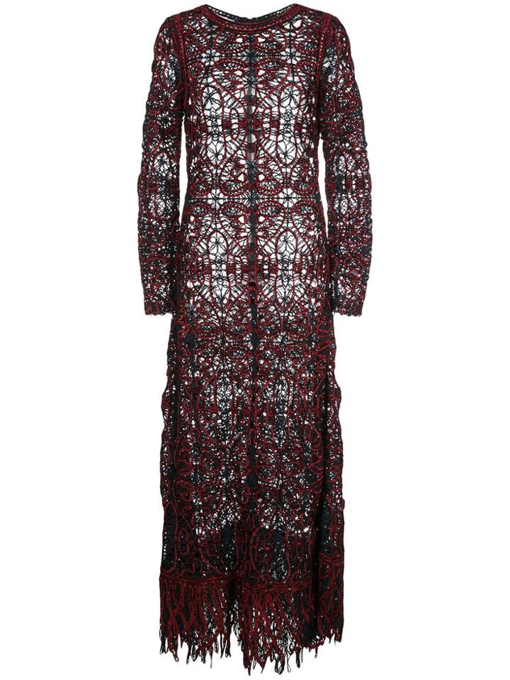 Oscar De La Renta Embroidered Long Dress - Blue