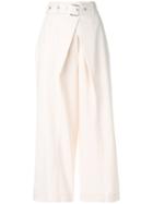 Proenza Schouler - Wrap Pleat Buckled Trousers - Women - Polyester/spandex/elastane/viscose/wool - 0, Nude/neutrals, Polyester/spandex/elastane/viscose/wool