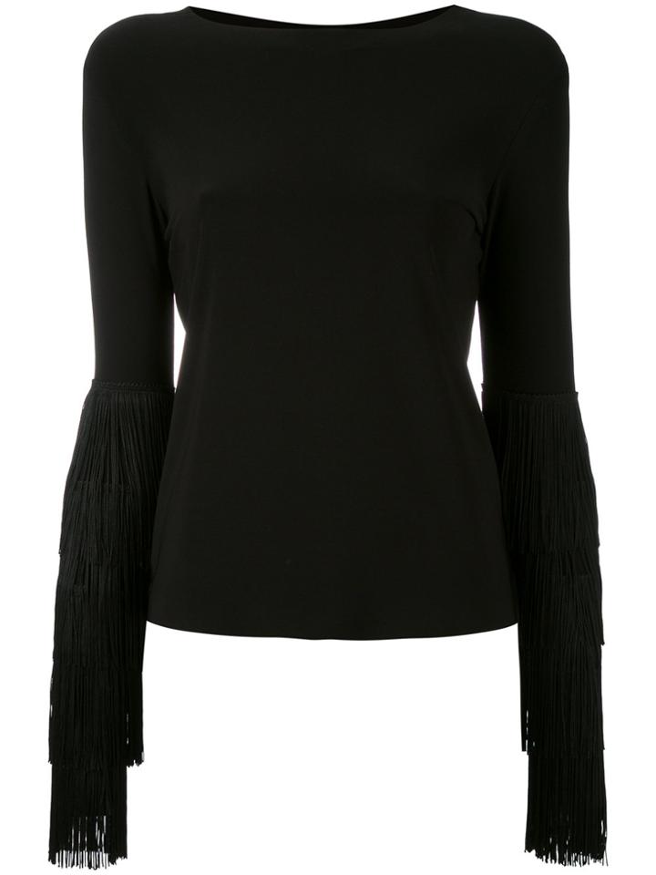 Norma Kamali Fringed Sleeve Blouse - Black