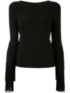 Norma Kamali Fringed Sleeve Blouse - Black