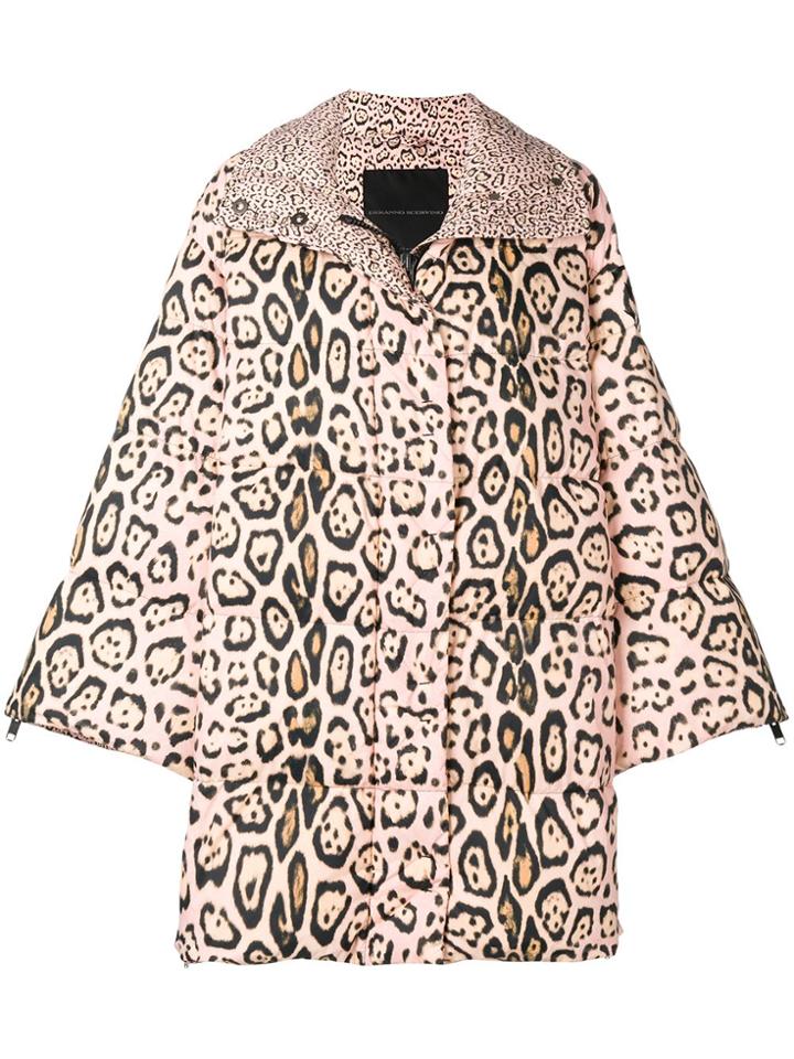 Ermanno Scervino Leopard Print Padded Coat - Pink & Purple