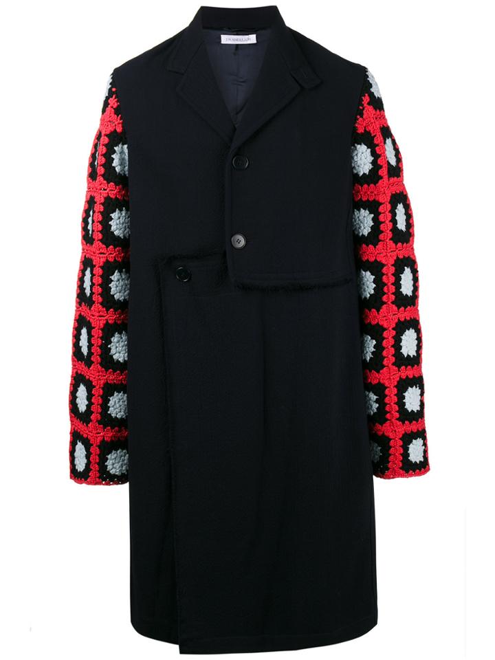 Jw Anderson Crochet Sleeve Coat - Blue