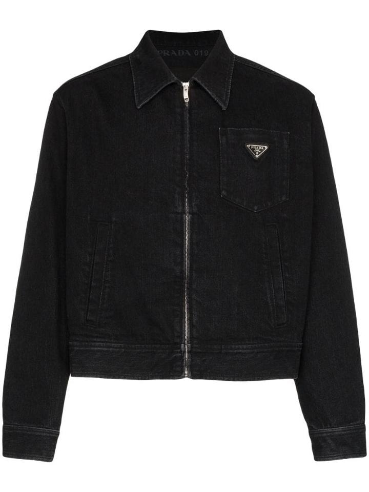 Prada Zip-up Denim Jacket - Black