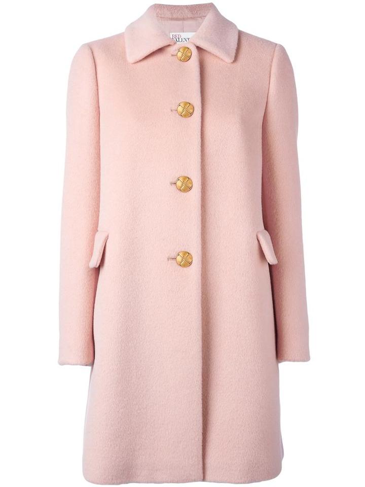 Red Valentino Single Breasted Coat, Women's, Size: 44, Pink/purple, Polyamide/polyester/acetate/alpaca