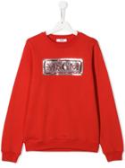 Msgm Kids Sequinned Logo Sweatshirt - Red