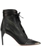 Miu Miu Cut-out Lace-up Booties - Black