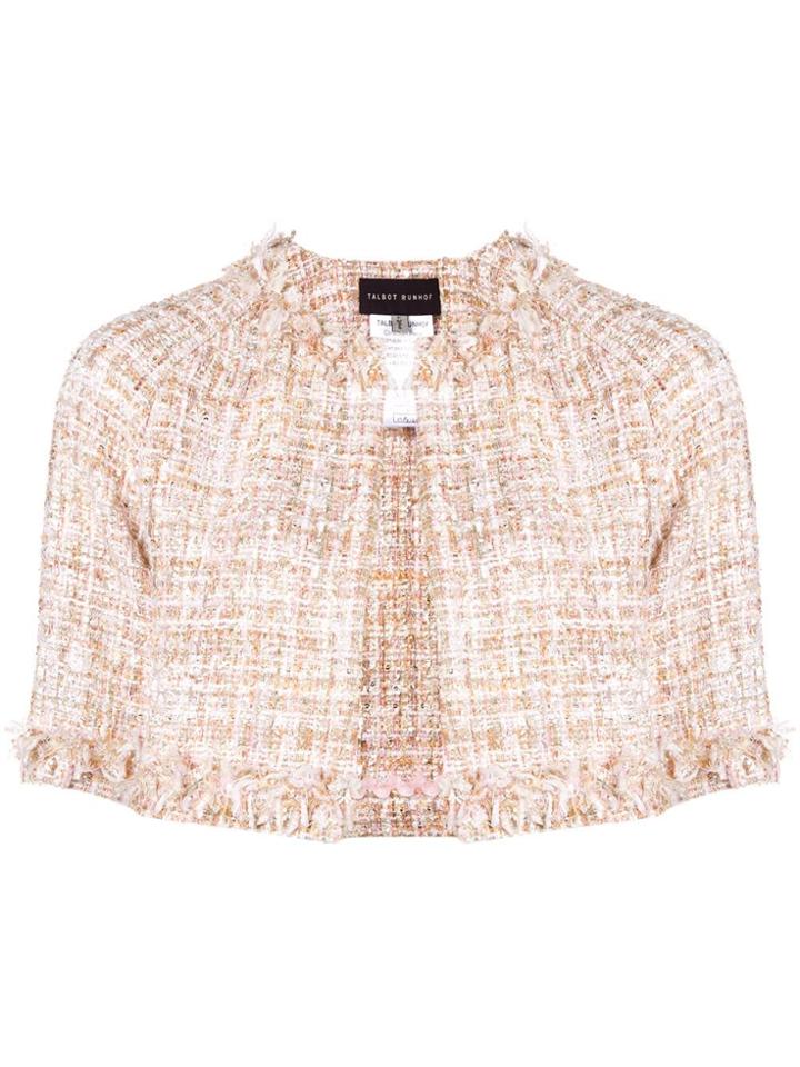 Talbot Runhof Tweed Cropped Jacket - Neutrals