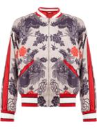 Gucci Oriental Print Bomber Jacket, Men's, Size: 44, White, Silk/viscose