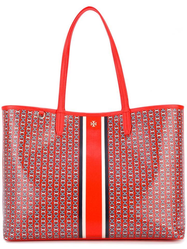Tory Burch Large Chain Print Tote Bag, Women's, Red, Pvc