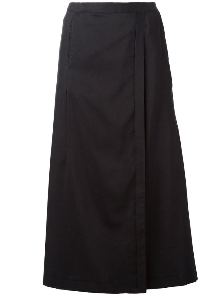 Stephan Schneider - Wrap Effect Midi Skirt - Women - Cotton/cupro - S, Black, Cotton/cupro