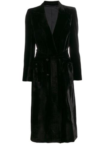 Blazé Milano Belted Velvet Coat - Black