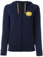 History Repeats Smile Patch Zipped Hoodie, Size: Small, Blue, Cotton/polyester