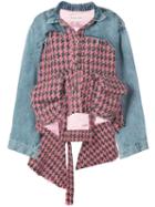 Natasha Zinko Houndstooth Panel Denim Jacket - Blue