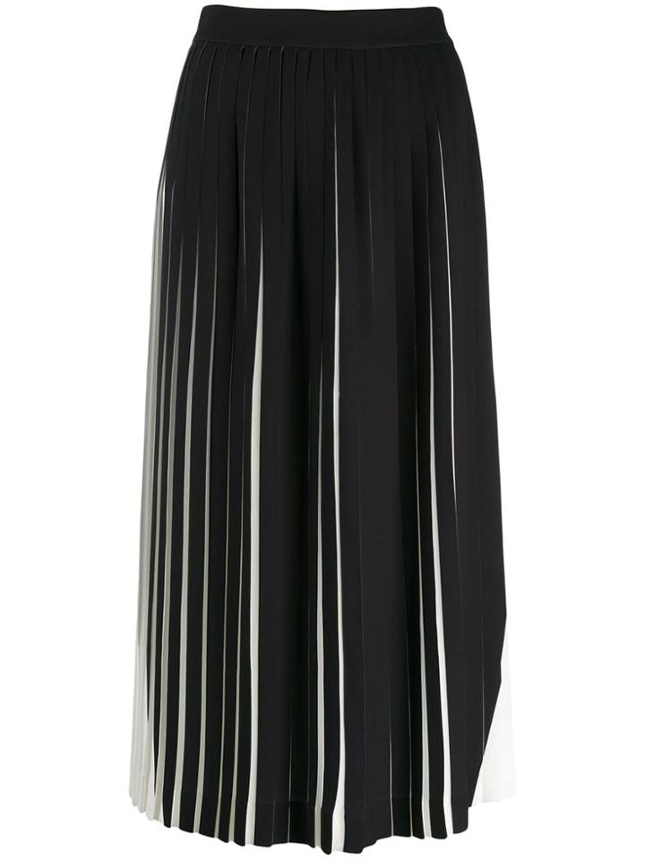 Maison Margiela Contrast Pleated Midi Skirt - Black