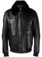Dior Homme Classic Flight Jacket, Men's, Size: 48, Black, Lamb Skin/beaver Fur/cupro/polyester