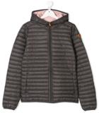 Save The Duck Kids Teen Hooded Padded Jacket - Grey