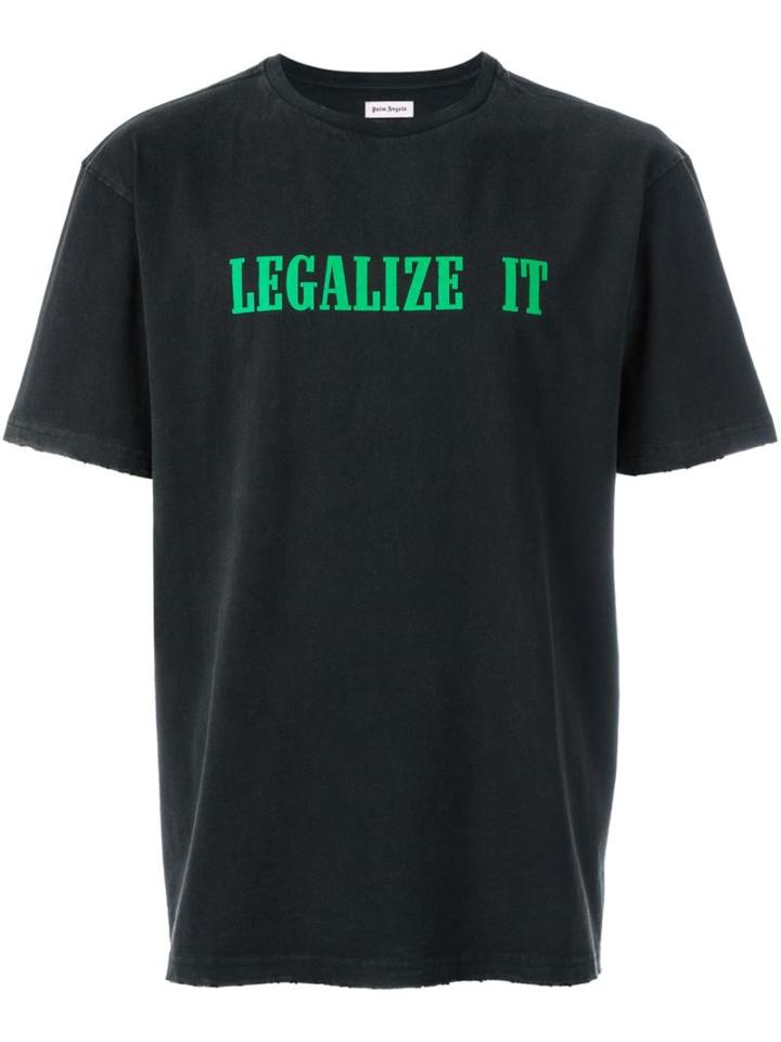 Palm Angels 'legalize It' Print T-shirt, Men's, Size: Large, Black, Cotton