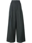 Brunello Cucinelli High-waisted Trousers, Women's, Size: 40, Grey, Linen/flax/polyester/acetate/virgin Wool