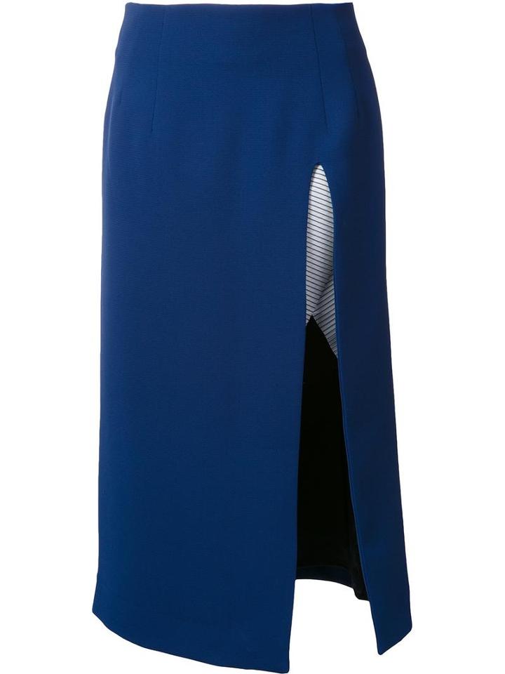 Christopher Esber Side Slit Skirt, Women's, Size: 8, Blue, Polyester