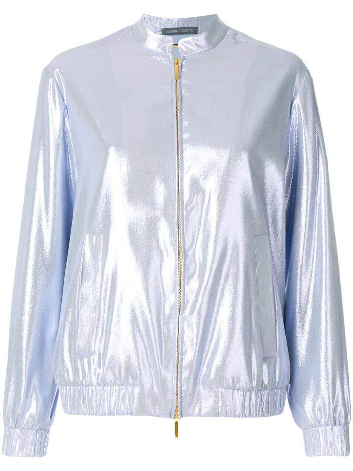 Alberta Ferretti Zipped Bomber Jacket - Blue
