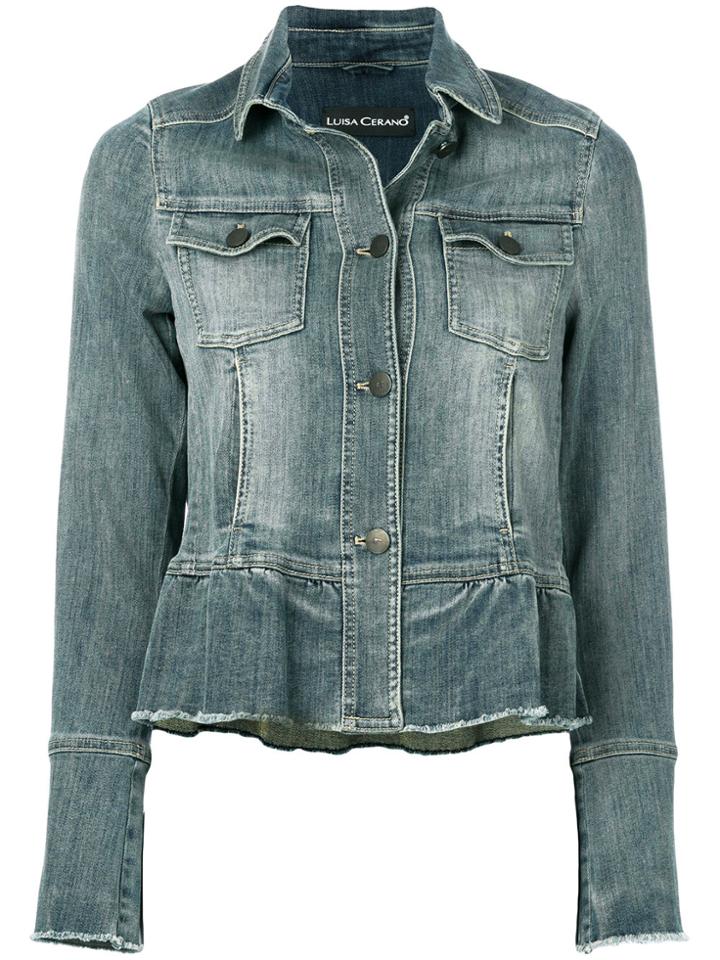 Luisa Cerano Peplum Denim Jacket - Blue