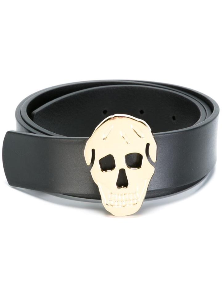 Alexander Mcqueen Skull Buckle Belt, Men's, Size: 90, Black, Leather
