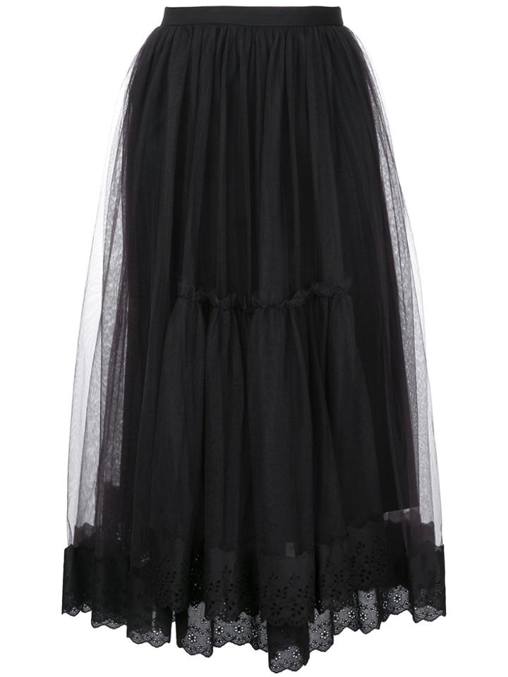 Le Ciel Bleu Sheer Full Midi Skirt - Black