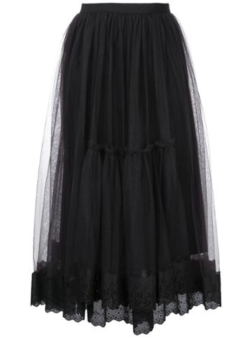 Le Ciel Bleu Sheer Full Midi Skirt - Black