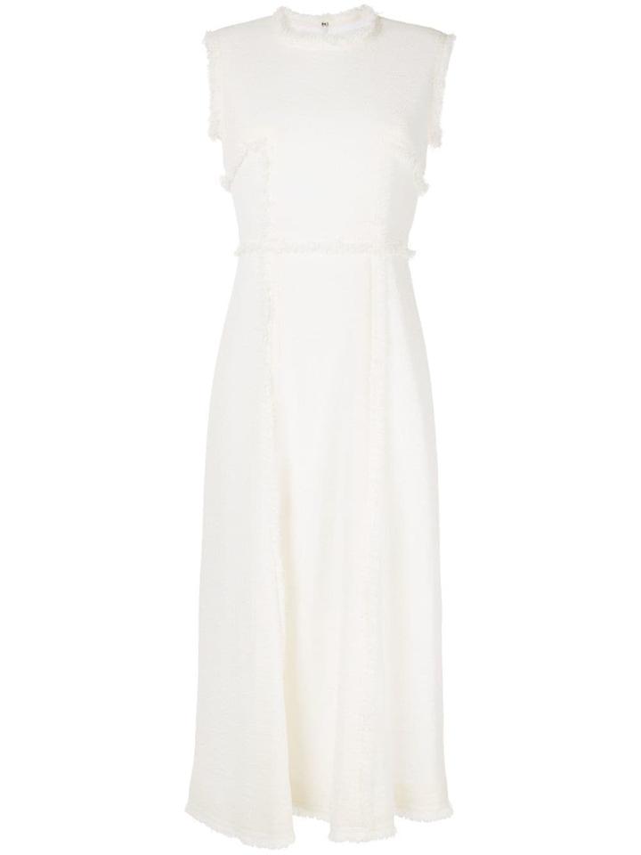 Sonia Rykiel Frayed Trim A-line Dress - White