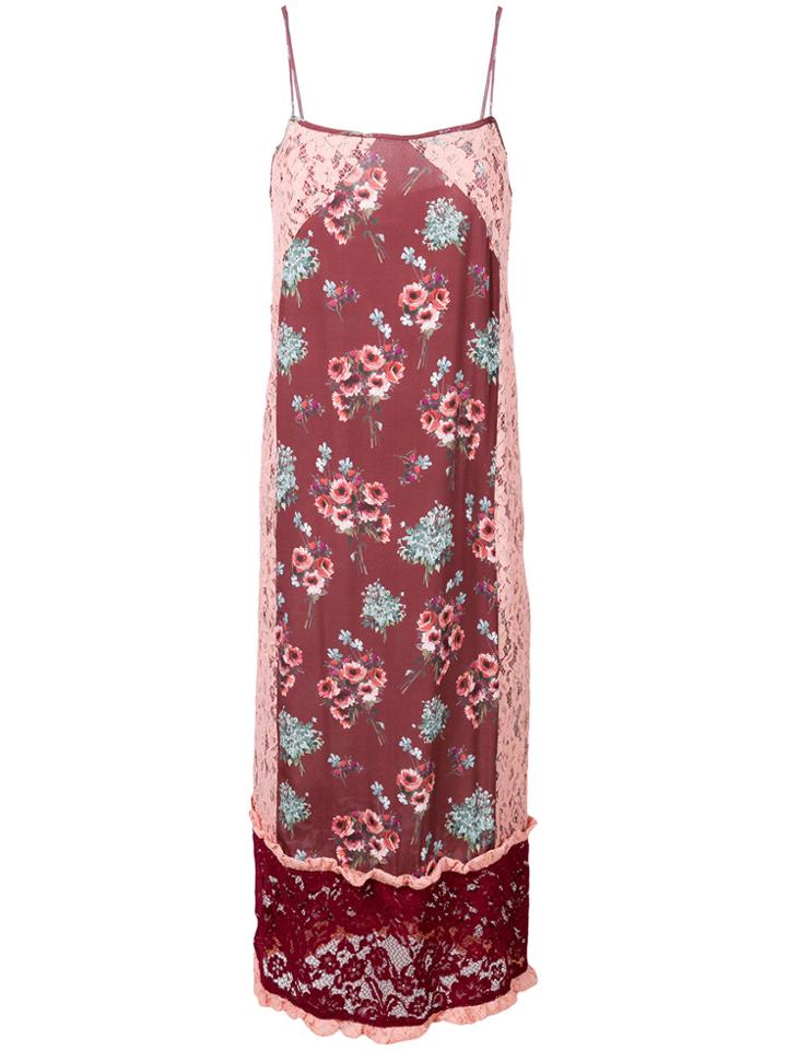 I'm Isola Marras Floral Print Lace Panel Shift Dress - Red