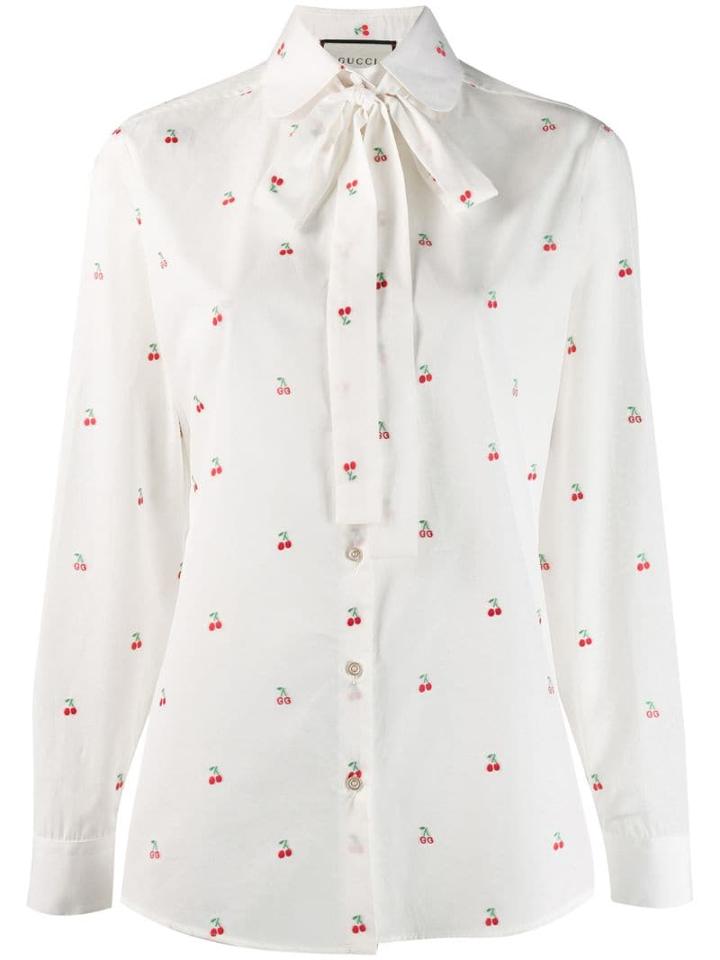Gucci Cherry Embroidered Blouse - White
