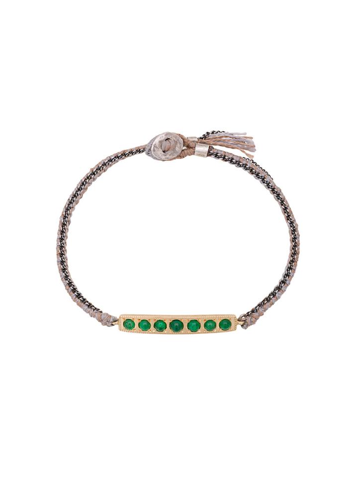 Brooke Gregson 14kt Gold 7 Emerald Bar Bracelet - Nude & Neutrals