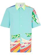 Maison Margiela Japanese Floral Print Cotton Shirt - Blue