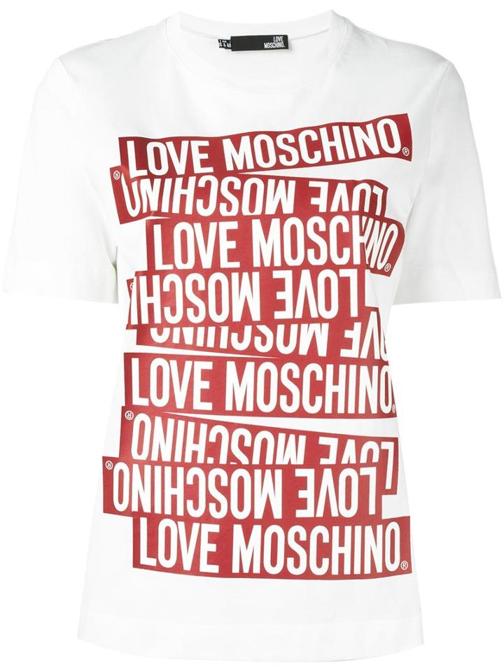 Love Moschino 'st. Tape' T-shirt, Women's, Size: 42, White, Cotton