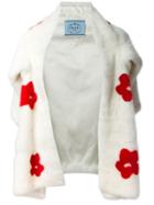Prada Vintage Mink Fur Printed Cape Jacket - White