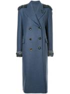Ermanno Scervino Sequin Detailed Double Breasted Coat - Blue