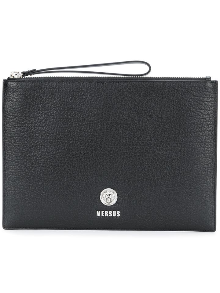Versus Textured Logo Clutch - Black
